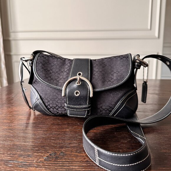 COACH | Black Soho Demi Crossbody Canvas & Leather Size Small 6818 Vintage Y2K - Picture 4 of 11